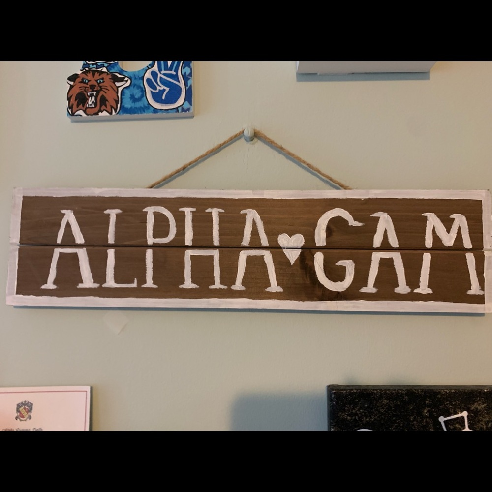 Alpha Gamma delta wooden sign
